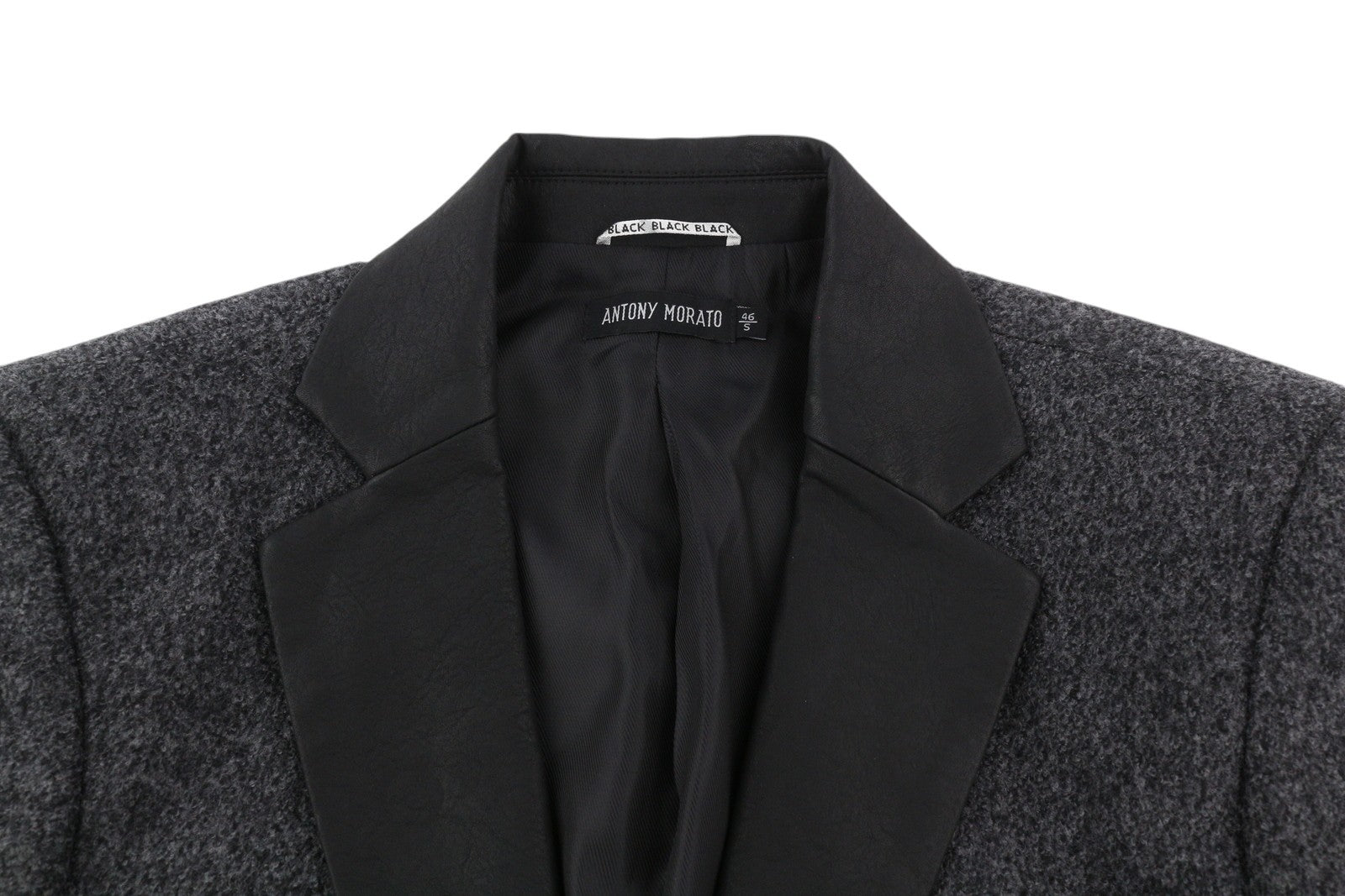 ANTONY MORATO vyriškas švarkas S melanžo pilkas vilnos mišinio plonas kirpimas dengtas įpjova atlape 
