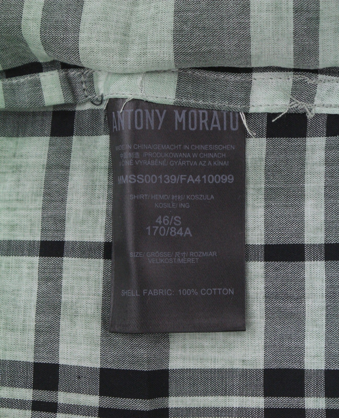 ANTONY MORATO vyriški marškinėliai, tiesaus kirpimo, žali, languoti, su įpjova, trumpomis rankovėmis, S dydžio.