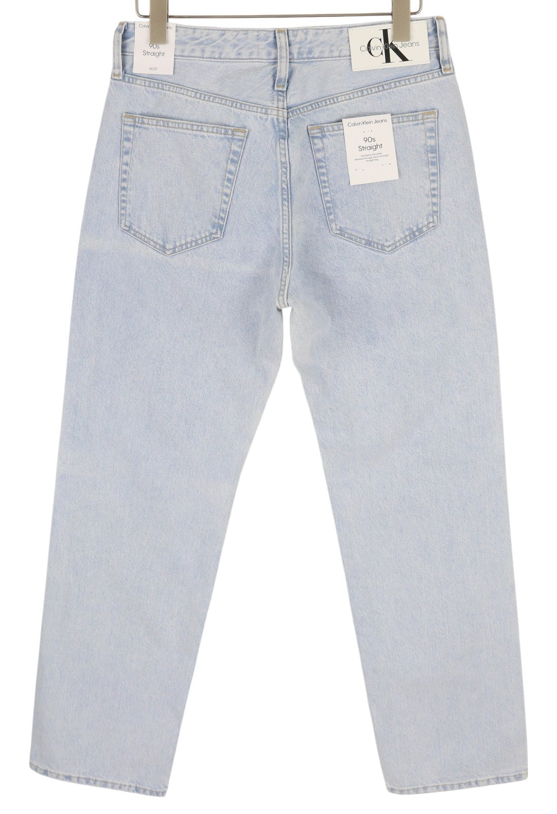 CALVIN KLEIN 90s Straight Men Jeans W29 Light Blue Washed Faded Zip Fly Denim