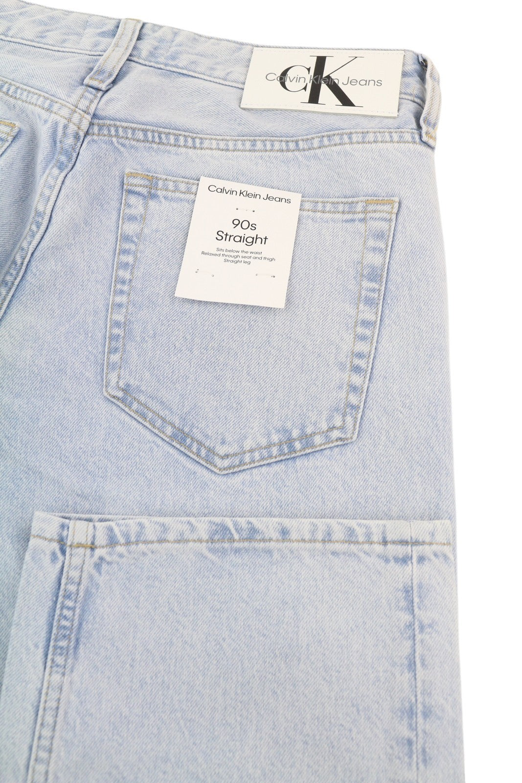 CALVIN KLEIN 90s Straight Men Jeans W29 Light Blue Washed Faded Zip Fly Denim