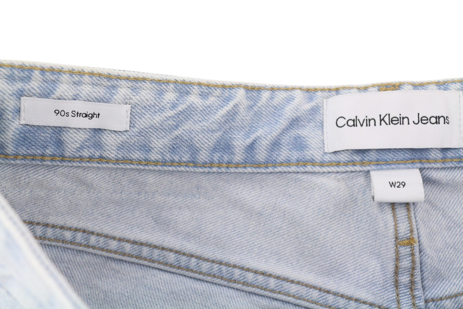 CALVIN KLEIN 90s Straight Men Jeans W29 Light Blue Washed Faded Zip Fly Denim