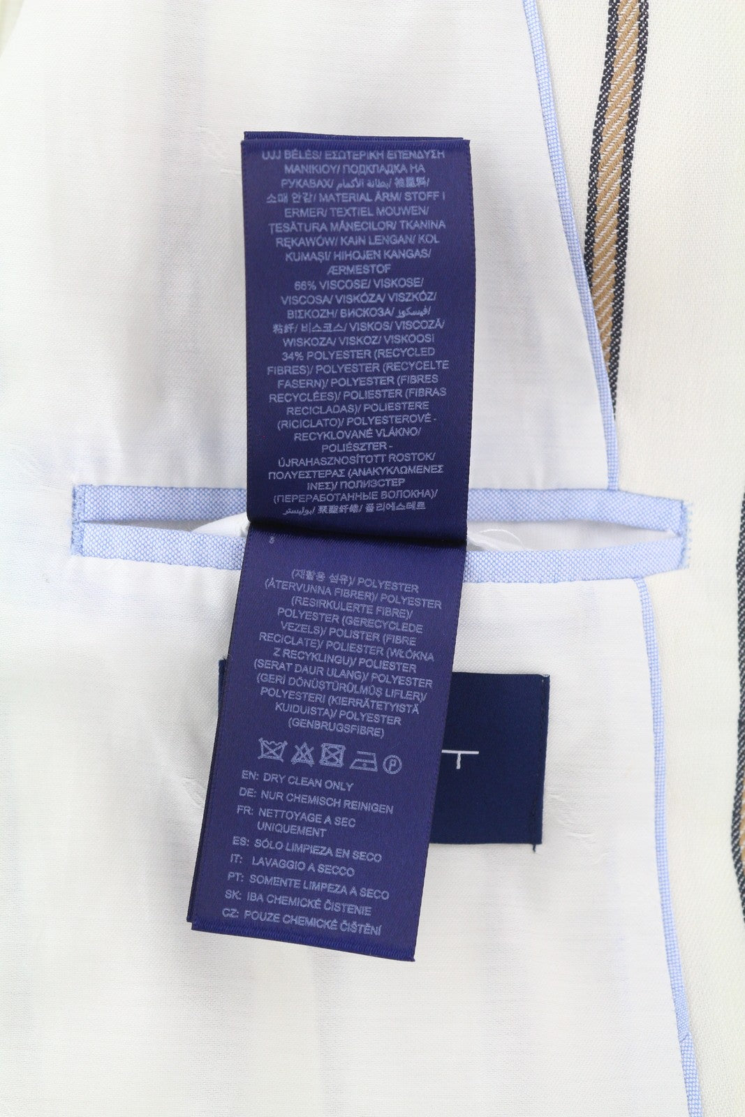 GANT Stripe Linen Straight Women Blazer EU38 Off-White Linen Blend Notch Lapel