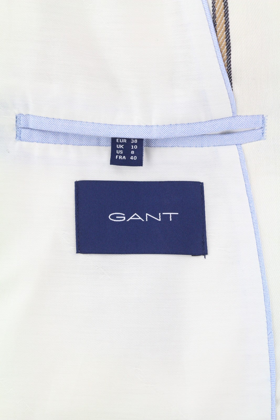 GANT Stripe Linen Straight Women Blazer EU38 Off-White Linen Blend Notch Lapel