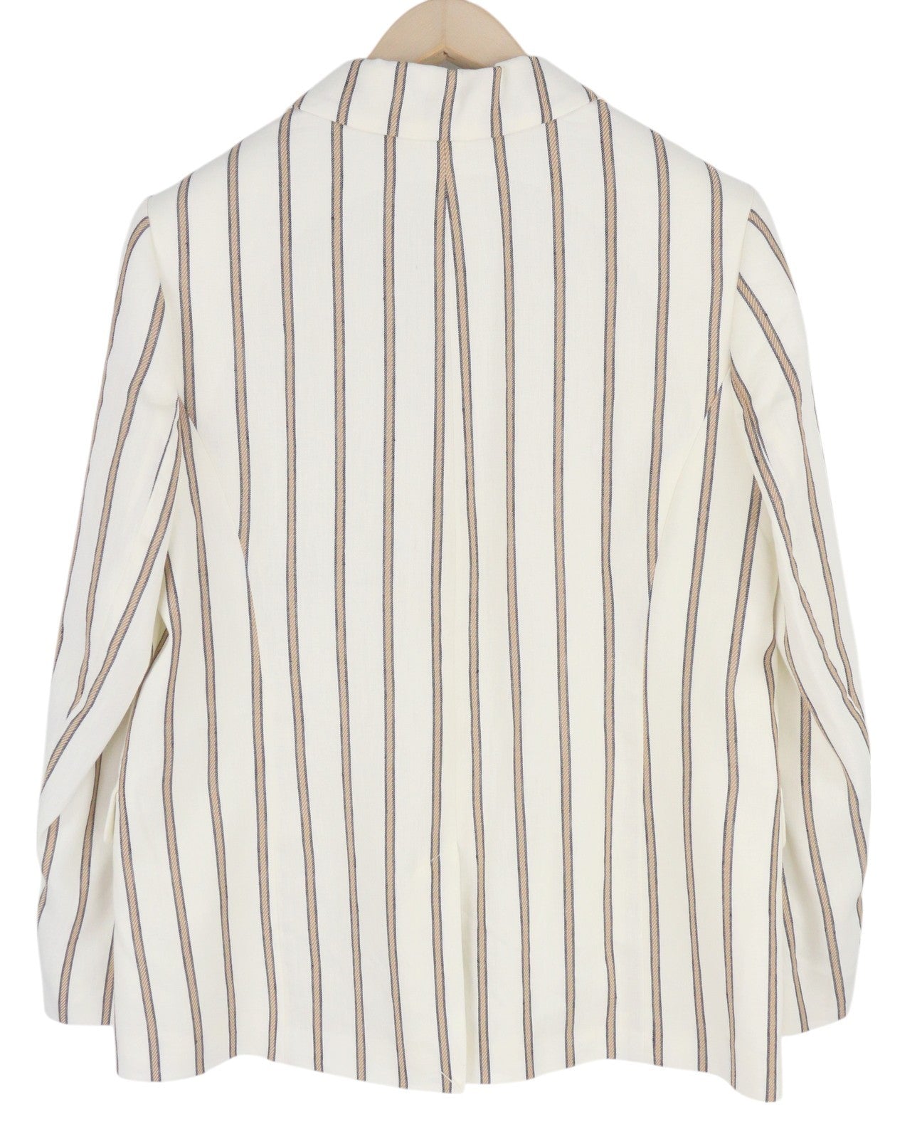 GANT Stripe Linen Straight Women Blazer EU38 Off-White Linen Blend Notch Lapel