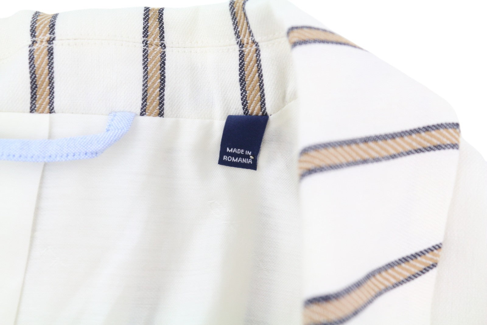 GANT Stripe Linen Straight Women Blazer EU38 Off-White Linen Blend Notch Lapel