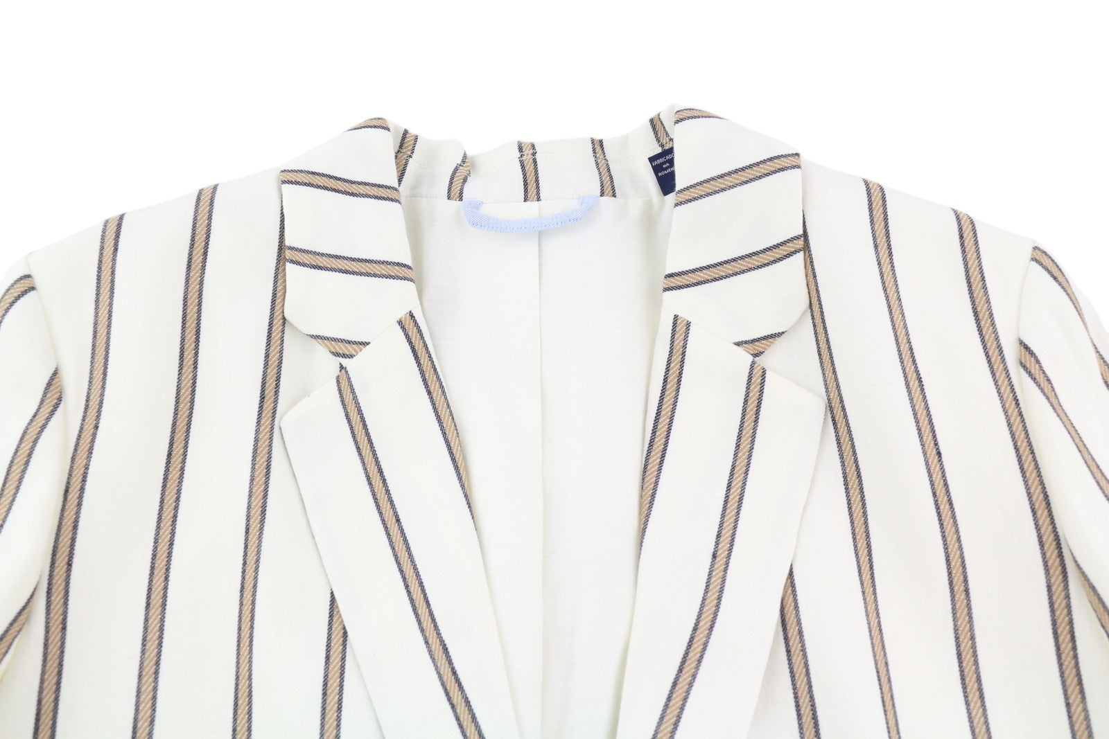 GANT Stripe Linen Straight Women Blazer EU38 Off-White Linen Blend Notch Lapel
