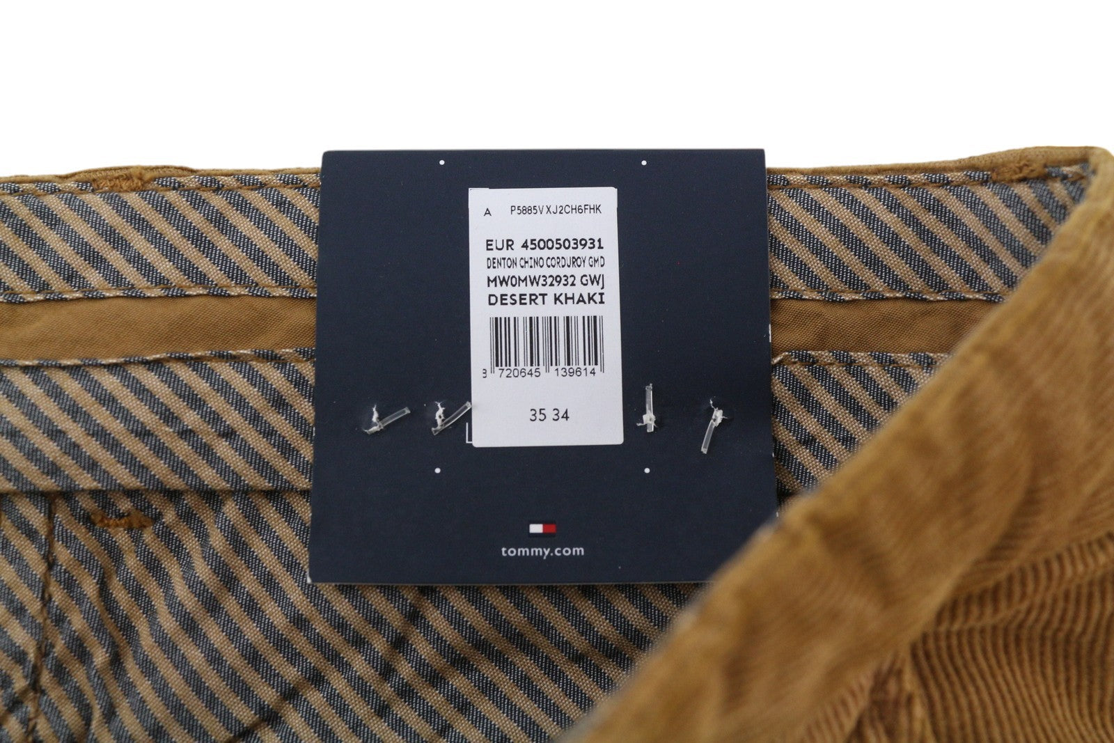 TOMMY HILFIGER Denton Chino Corduroy vyriškos kelnės W35/L34 tiesaus kirpimo, rekomenduojama kaina – 139 € 