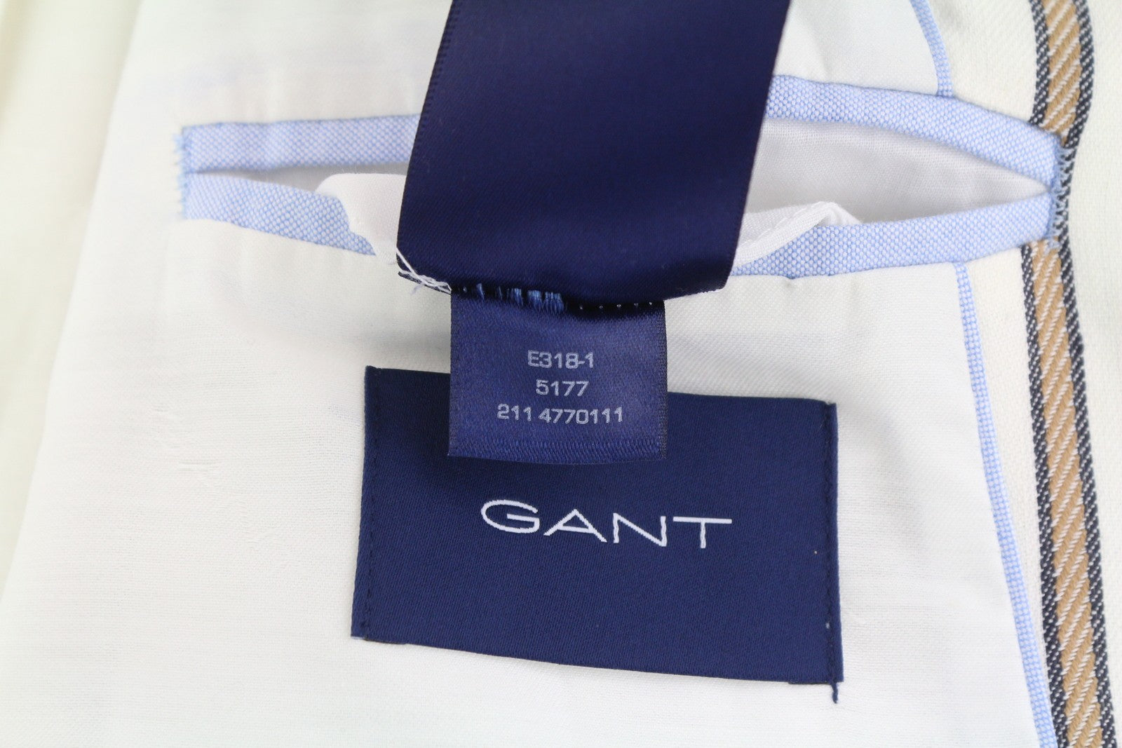 GANT dryžuotas lininis tiesus moteriškas švarkas EU36 balkšvas lininio mišinio audinys su įpjova atvarte 