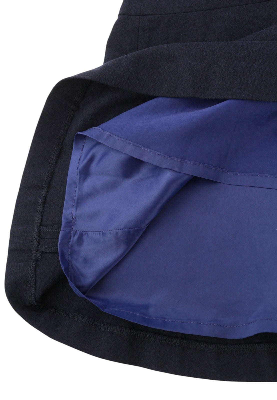 GANT flanelinis platėjantis moteriškas sijonas, 38 dydžio, tamsiai mėlynas, vilnos mišinio pamušalu, užtrauktuku iki kelių 