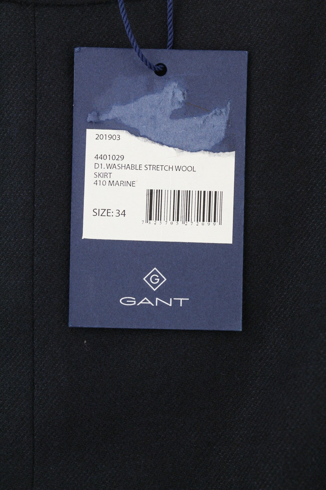 GANT skalbiamas tamprus vilnonis moteriškas sijonas, EU34, tamsiai mėlynas, klostuotas, iki kelių 