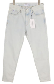 CALVIN KLEIN Regular Taper Men Jeans W30/L32 Light Blue Washed Denim Zip Fly