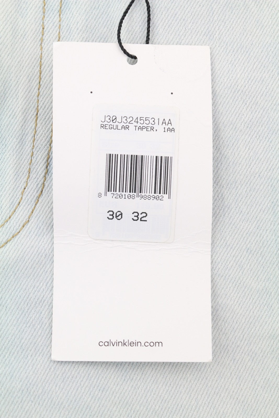 CALVIN KLEIN Regular Taper Men Jeans W30/L32 Light Blue Washed Denim Zip Fly