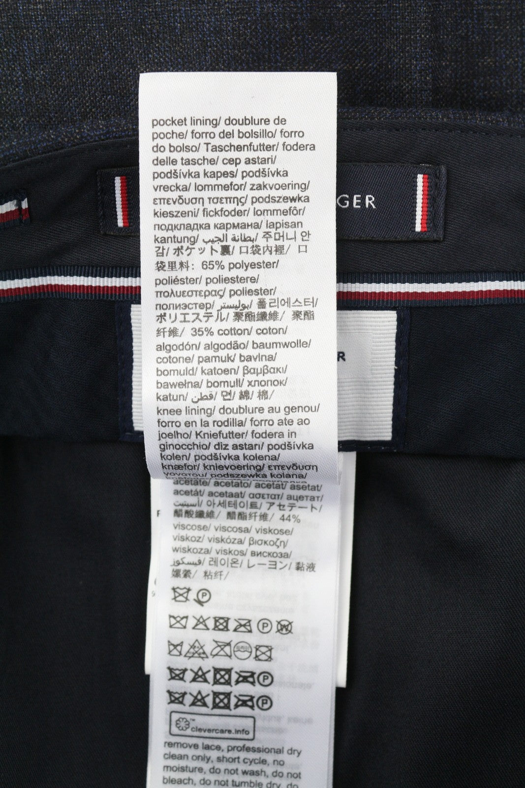 TOMMY HILFIGER Lardini vyriškos kelnės, 46 dydžio, mėlynos, raštuotos, vilnos ir kašmyro, plonos, kirpimo 