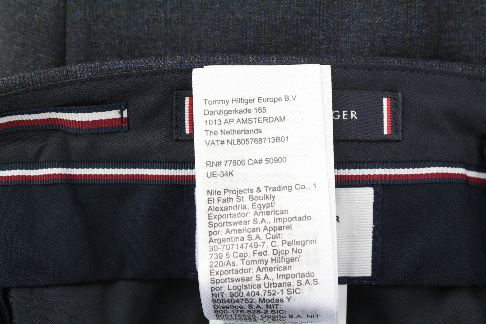 TOMMY HILFIGER Lardini vyriškos kelnės, 46 dydžio, mėlynos, raštuotos, vilnos ir kašmyro, plonos, kirpimo 