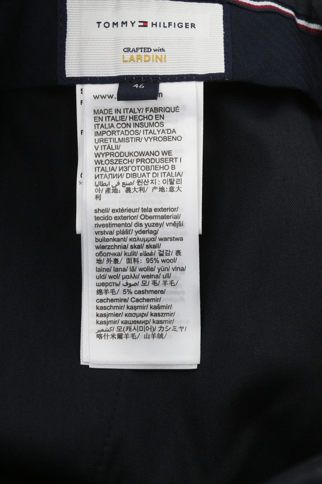 TOMMY HILFIGER Lardini vyriškos kelnės, 46 dydžio, mėlynos, raštuotos, vilnos ir kašmyro, plonos, kirpimo 