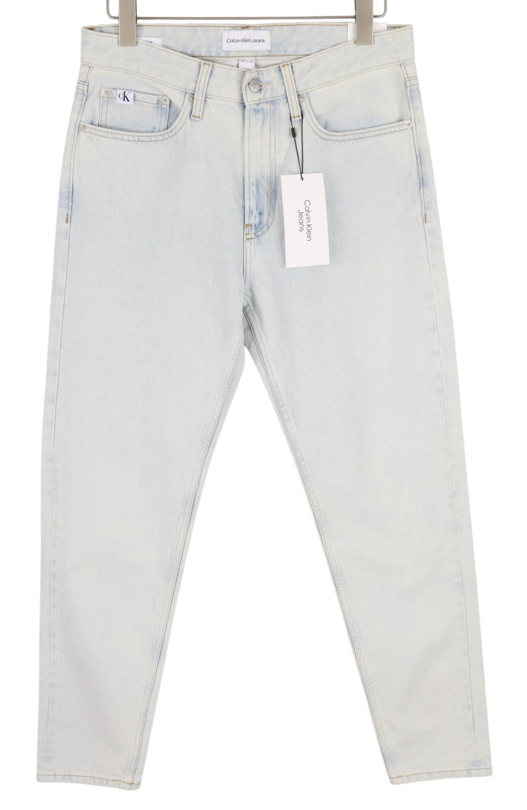 CALVIN KLEIN Regular Taper Men Jeans W31/L32 Light Blue Washed Denim Zip Fly