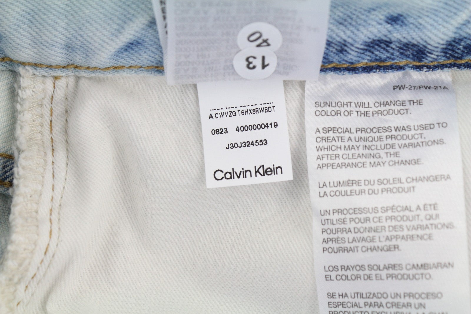 CALVIN KLEIN Regular Taper vyriški džinsai W29/L30 šviesiai mėlyni skalbto džinso užtrauktuku 