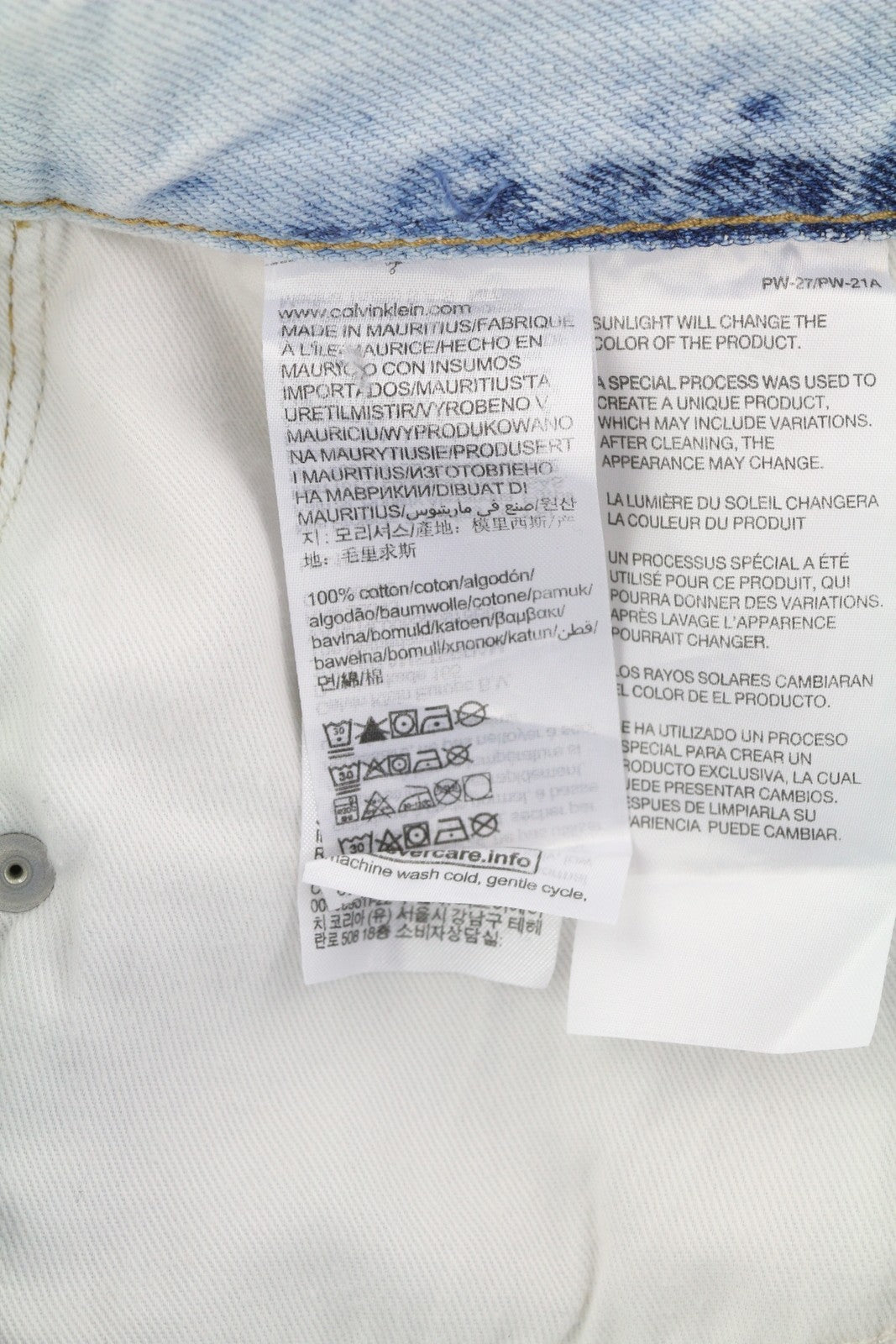 CALVIN KLEIN Regular Taper vyriški džinsai W29/L30 šviesiai mėlyni skalbto džinso užtrauktuku 