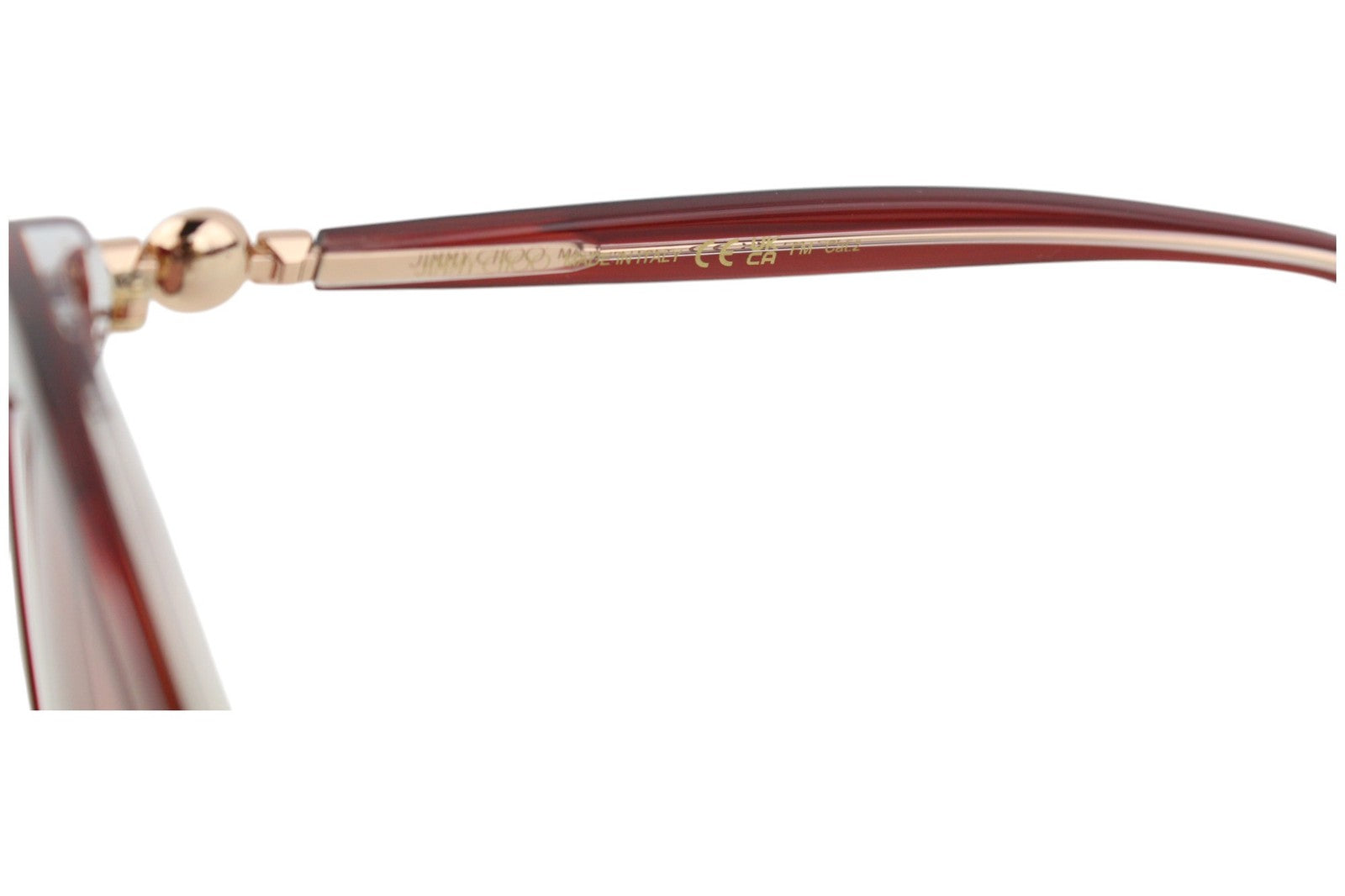 JIMMY CHOO Annabeth/S moteriški akiniai nuo saulės, VIENO DYDŽIO, raudonai tonuoti, katės akių stiliaus, rekomenduojama kaina – 349 € 