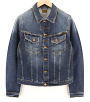 NUDIE JEANS Perry Org. Excellent Blue Men Jacket XS Denim Washed Stretch Blue