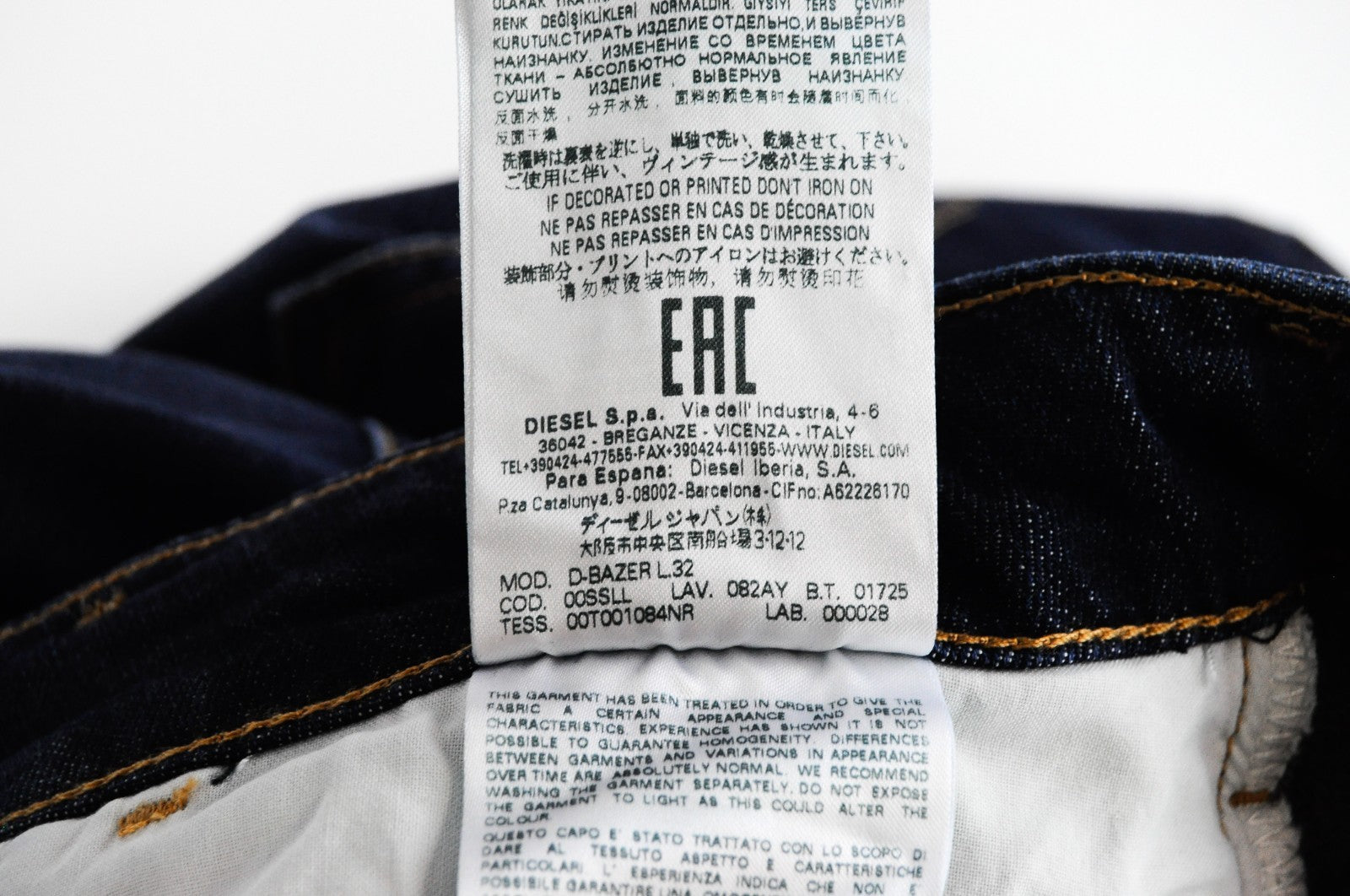 DIESEL D-Bazer 082AY vyriški džinsai W27/L32 išblukę, siaurėjantys su sagomis, mėlyni džinsai. 