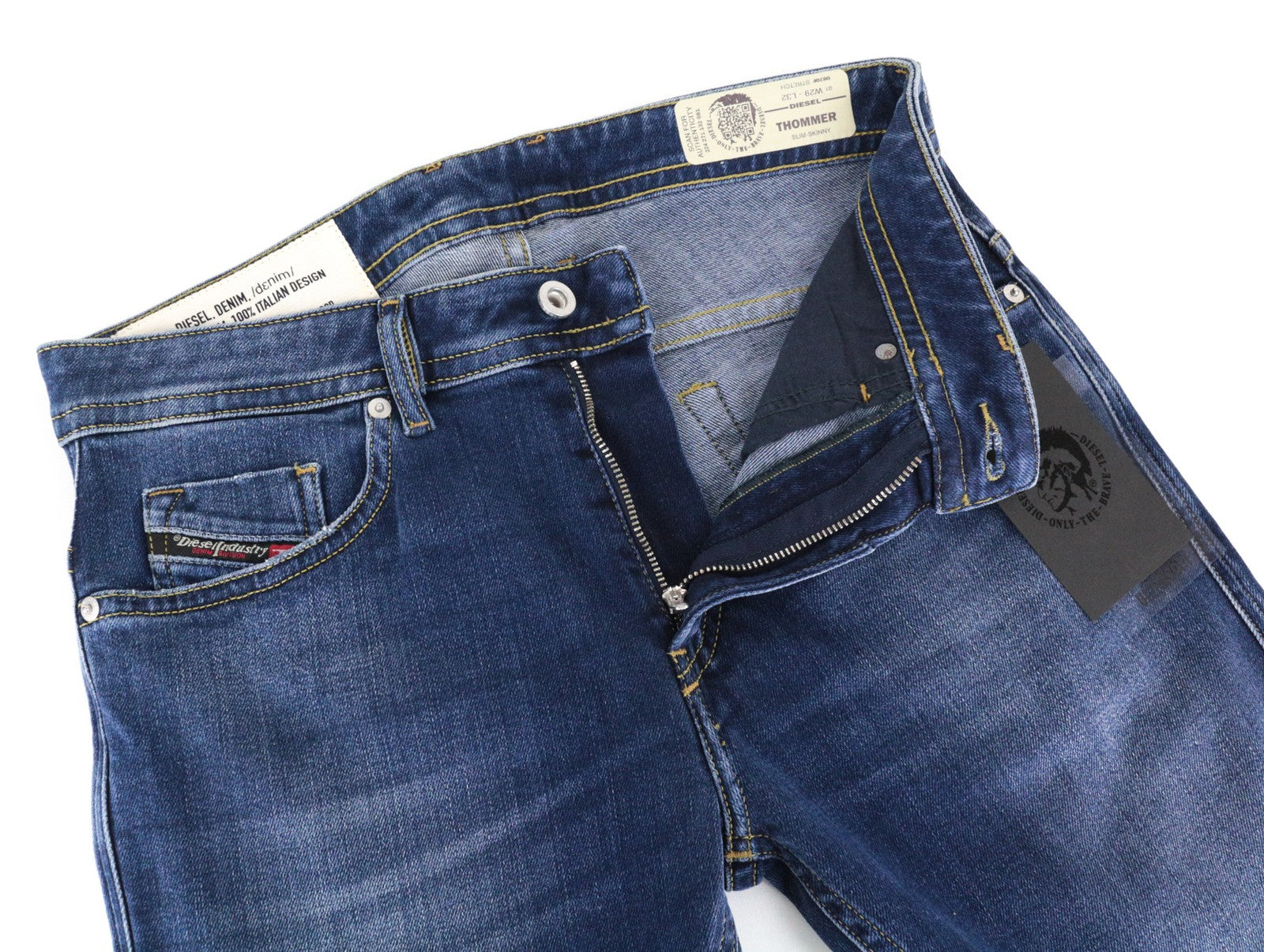 DIESEL Thommer 0870F vyriški džinsai W29/L32 išblukę, ploni, aptempti, mėlyni, su užtrauktuku 