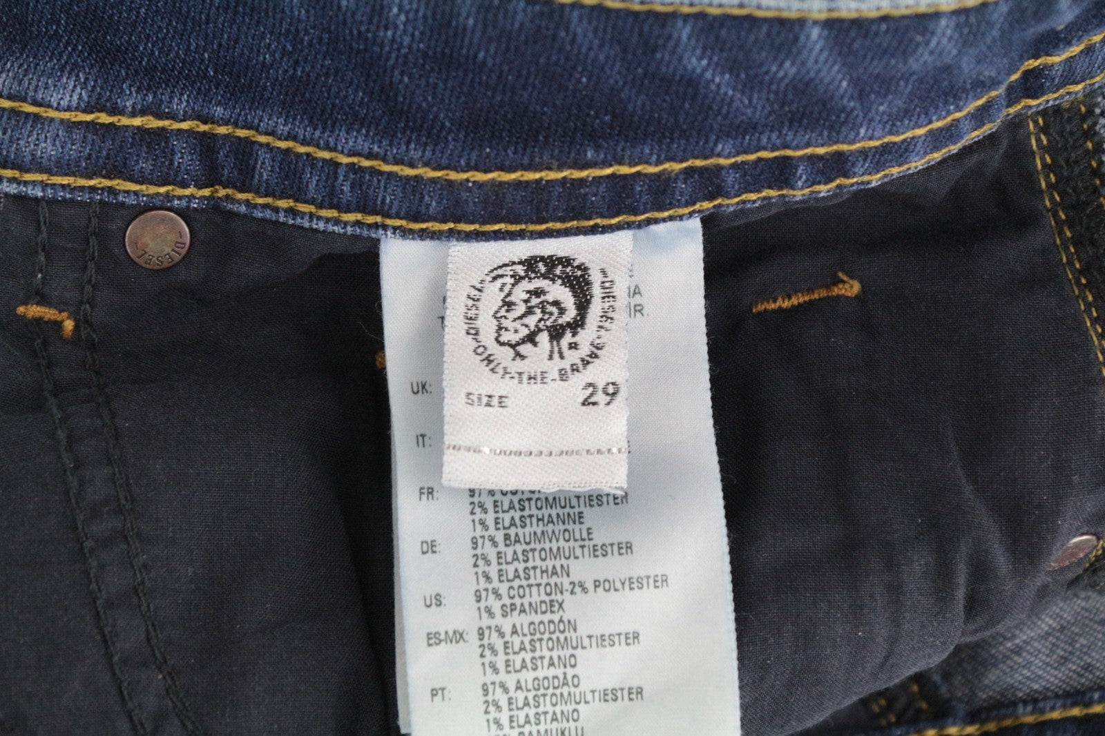 DIESEL Thommer 0870F vyriški džinsai W29/L32 išblukę, ploni, aptempti, mėlyni, su užtrauktuku 