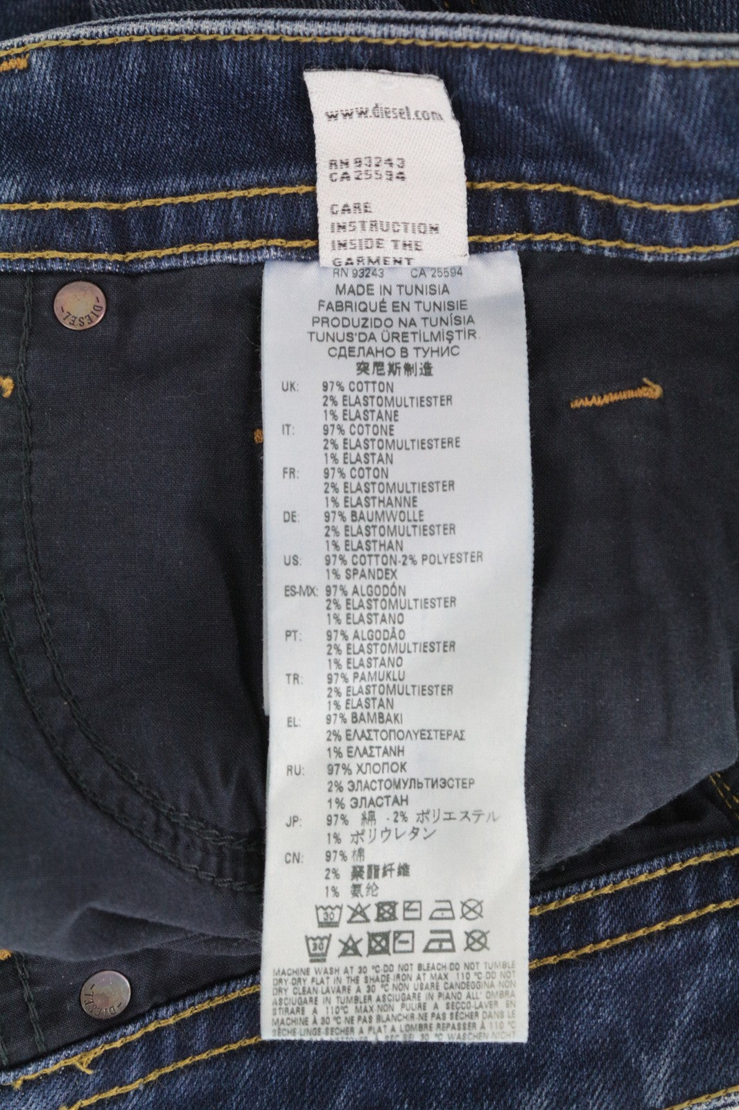 DIESEL Thommer 0870F vyriški džinsai W29/L32 išblukę, ploni, aptempti, mėlyni, su užtrauktuku 