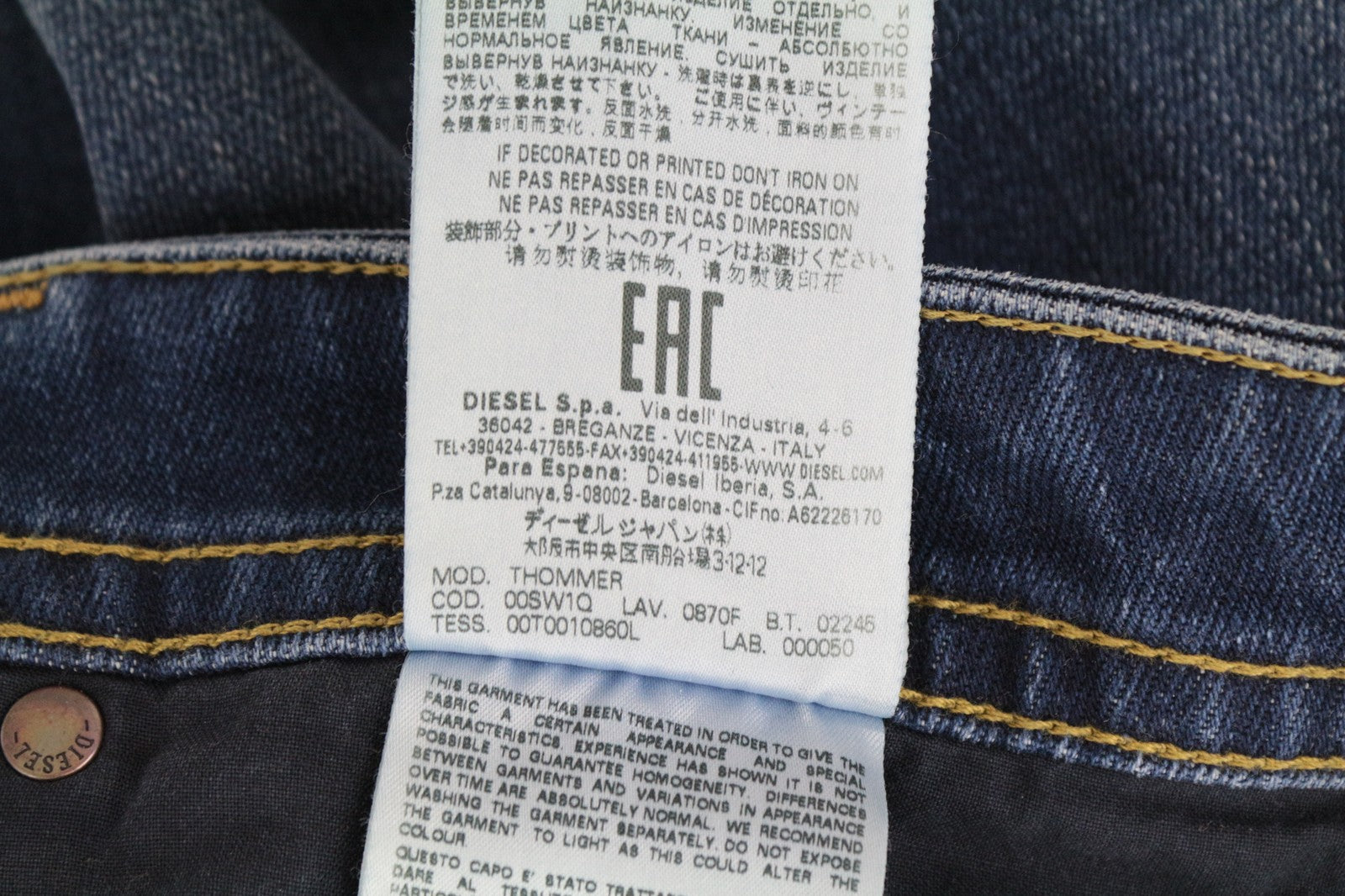 DIESEL Thommer 0870F vyriški džinsai W29/L32 išblukę, ploni, aptempti, mėlyni, su užtrauktuku 