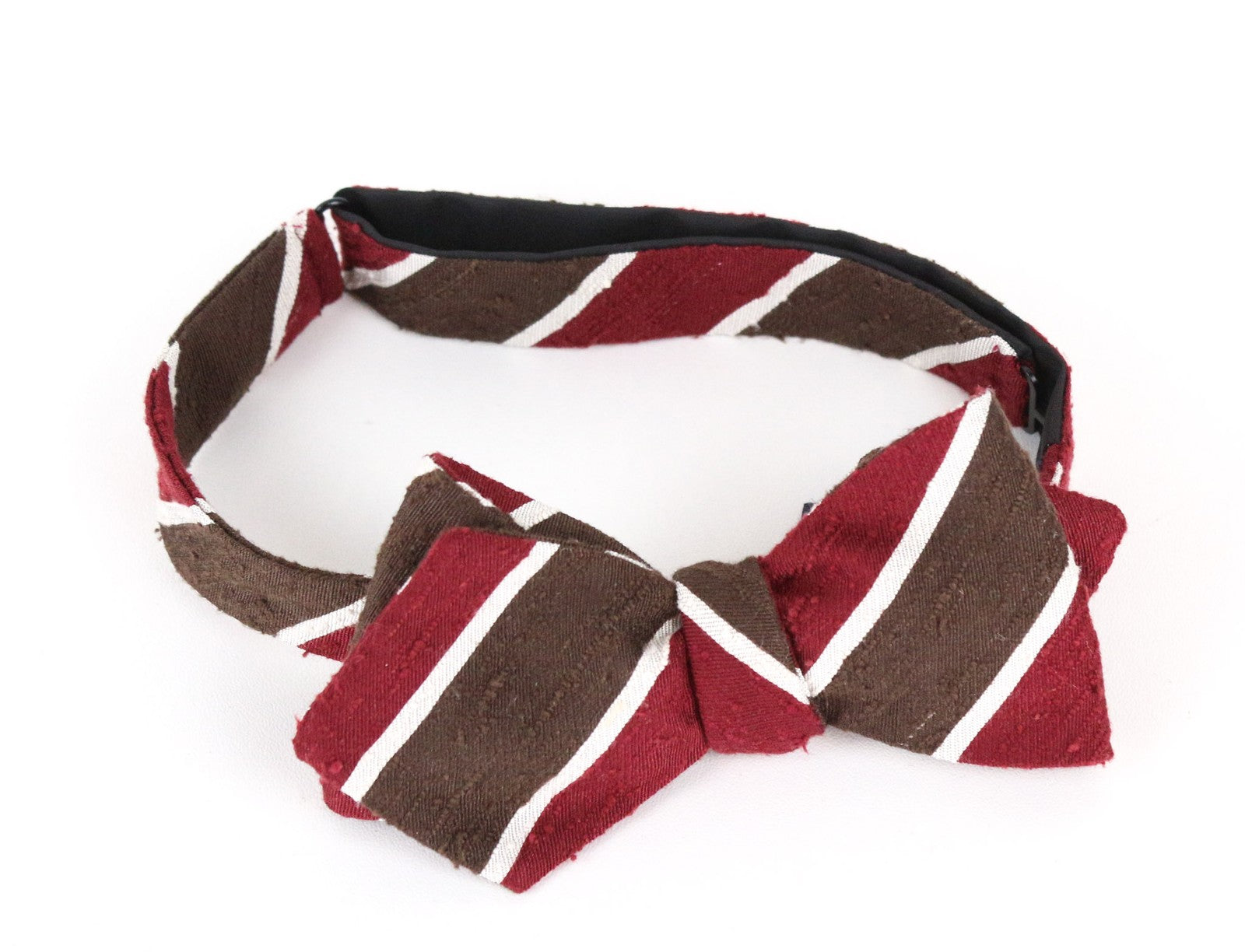 SUITSUPPLY vyriška peteliškė ~48 cm ruda raudona balta dryžuota gryno šilko oficiali drugelio formos 