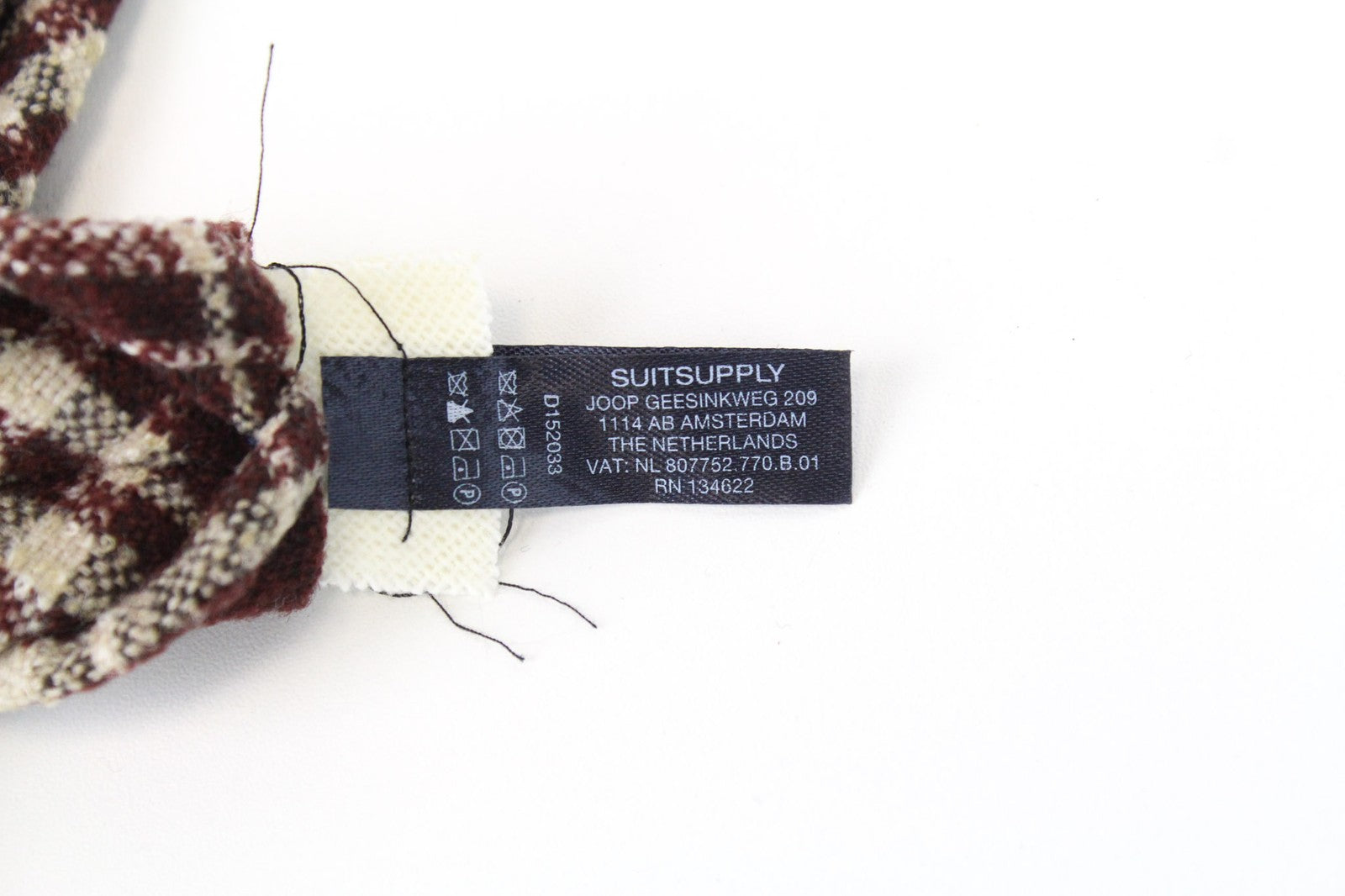 SUITSUPPLY vyriškas kaklaraištis ~150 x 8 cm violetinis vilnos mišinio languotas raštas klasikinis formalus 