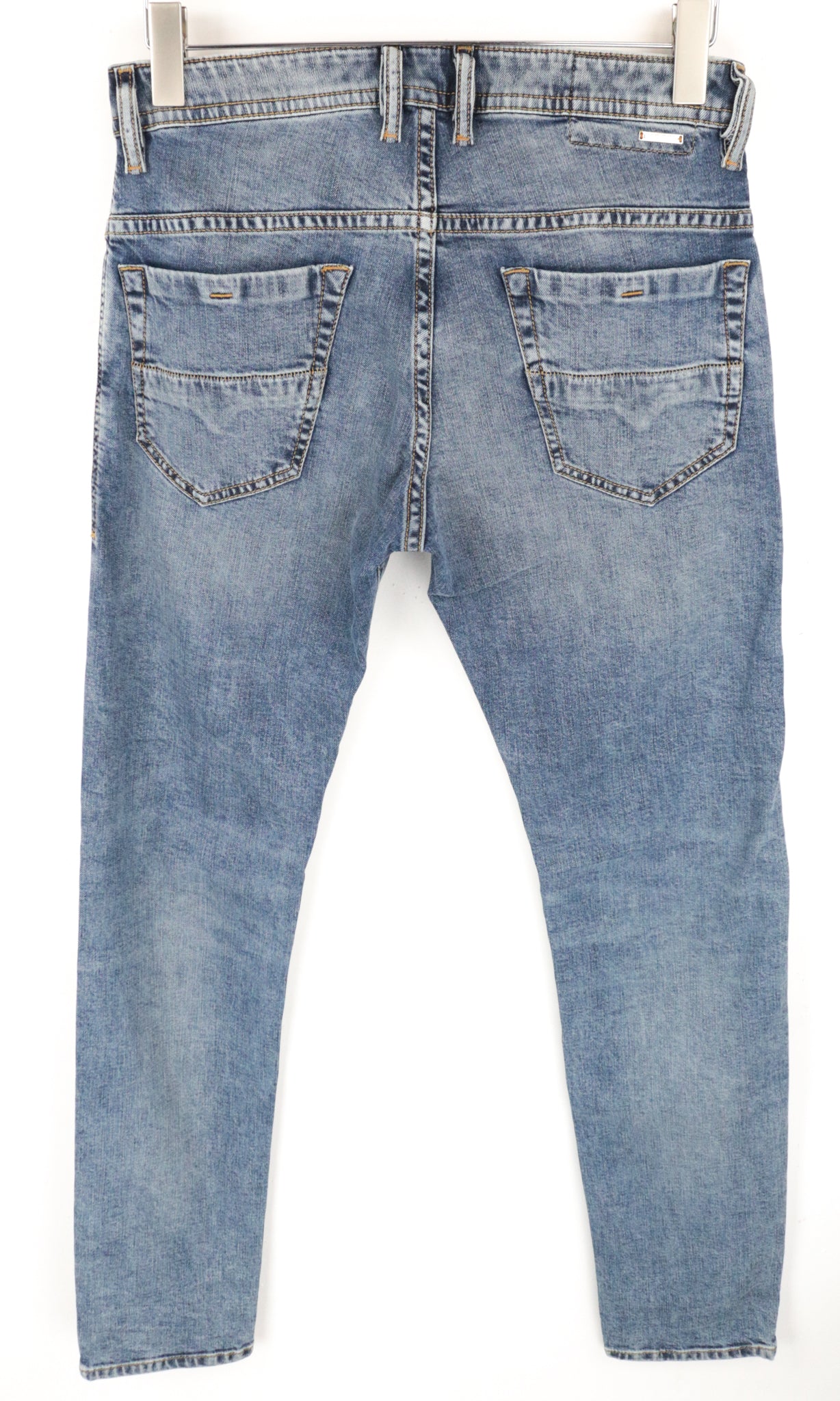 DIESEL Thommer 084UX vyriški džinsai W29/L33 mėlyni akmens plovimo ploni aptempti dėmių užtrauktuku