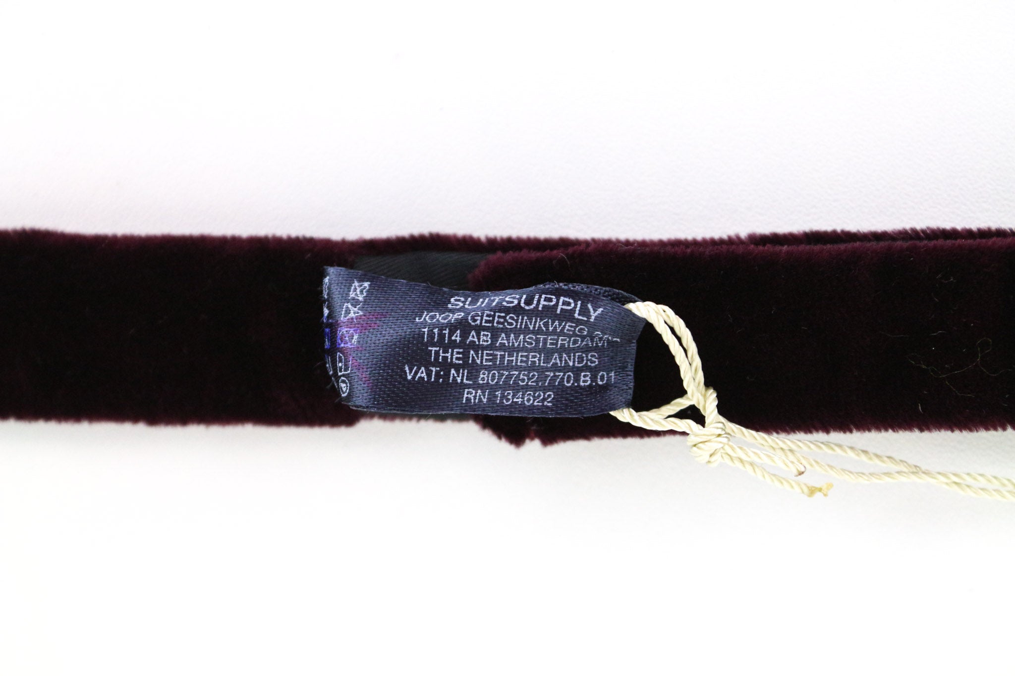 SUITSUPPLY vyriška peteliškė ~48 cm bordo raudona grynos medvilnės klasikinis aksominis drugelis 