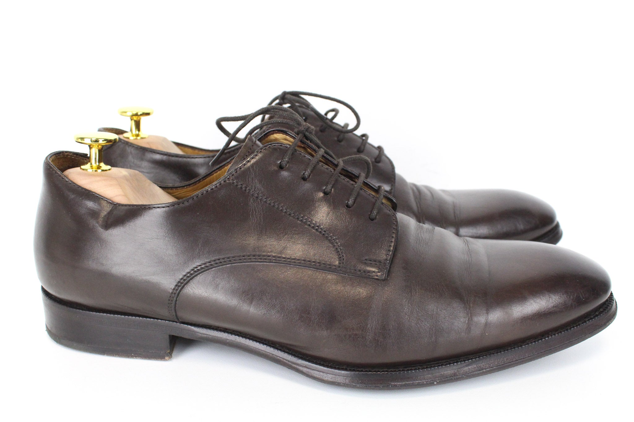 SUITSUPPLY Men Formal Shoes EU43 Dark Brown Laced Low-Top Genuine Leather UK9