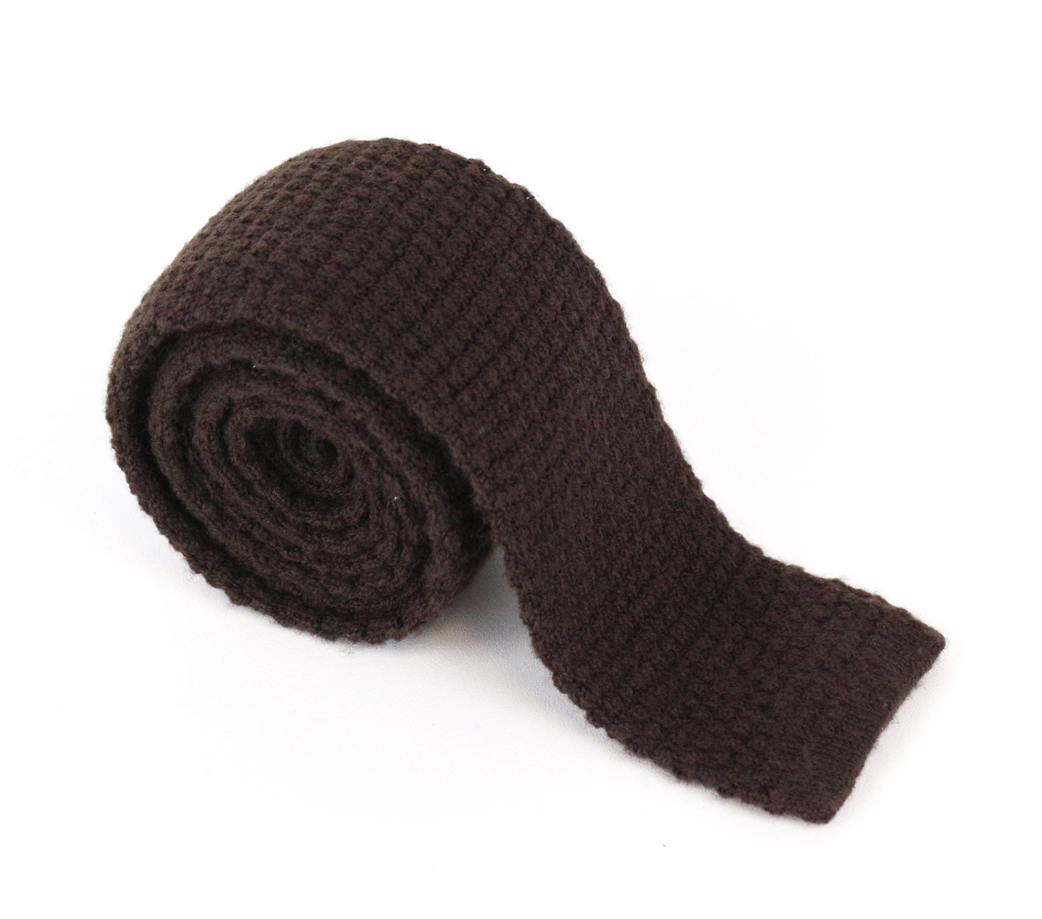 SUITSUPPLY vyriškas kaklaraištis ~150 x 6,5 cm tamsiai rudas vilnonis megztas kvadratiniais galais klasikinis 