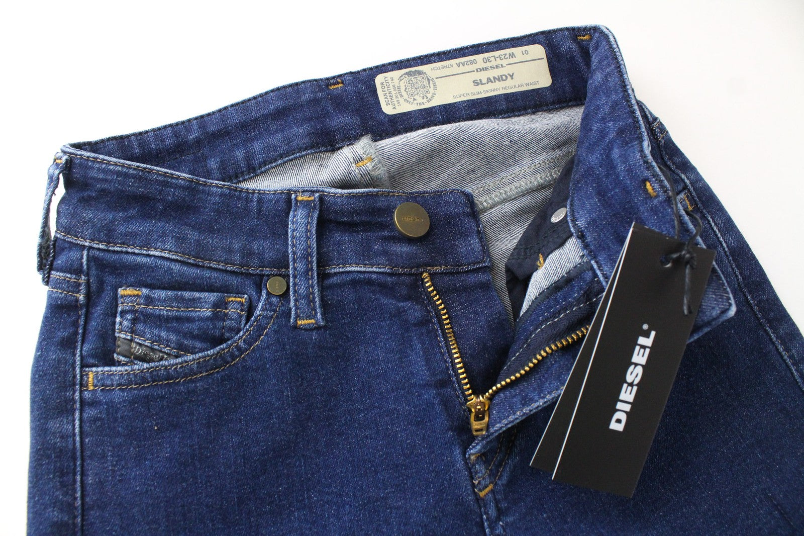 DIESEL Slandy 082AA Women Jeans W23/L30 Girls Super Slim-Skinny Blue Stretch