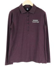 MARINA YACHTING moteriški XL dydžio medvilniniai tamprūs marškinėliai ilgomis rankovėmis violetiniai polo marškinėliai su logotipu 