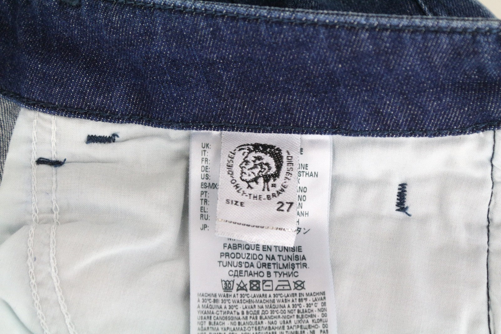 DIESEL D-Bazer 084GR vyriški džinsai W27/L32 berniukams, siaurėjantys, mėlyni, tamprūs medvilniniai džinsai 