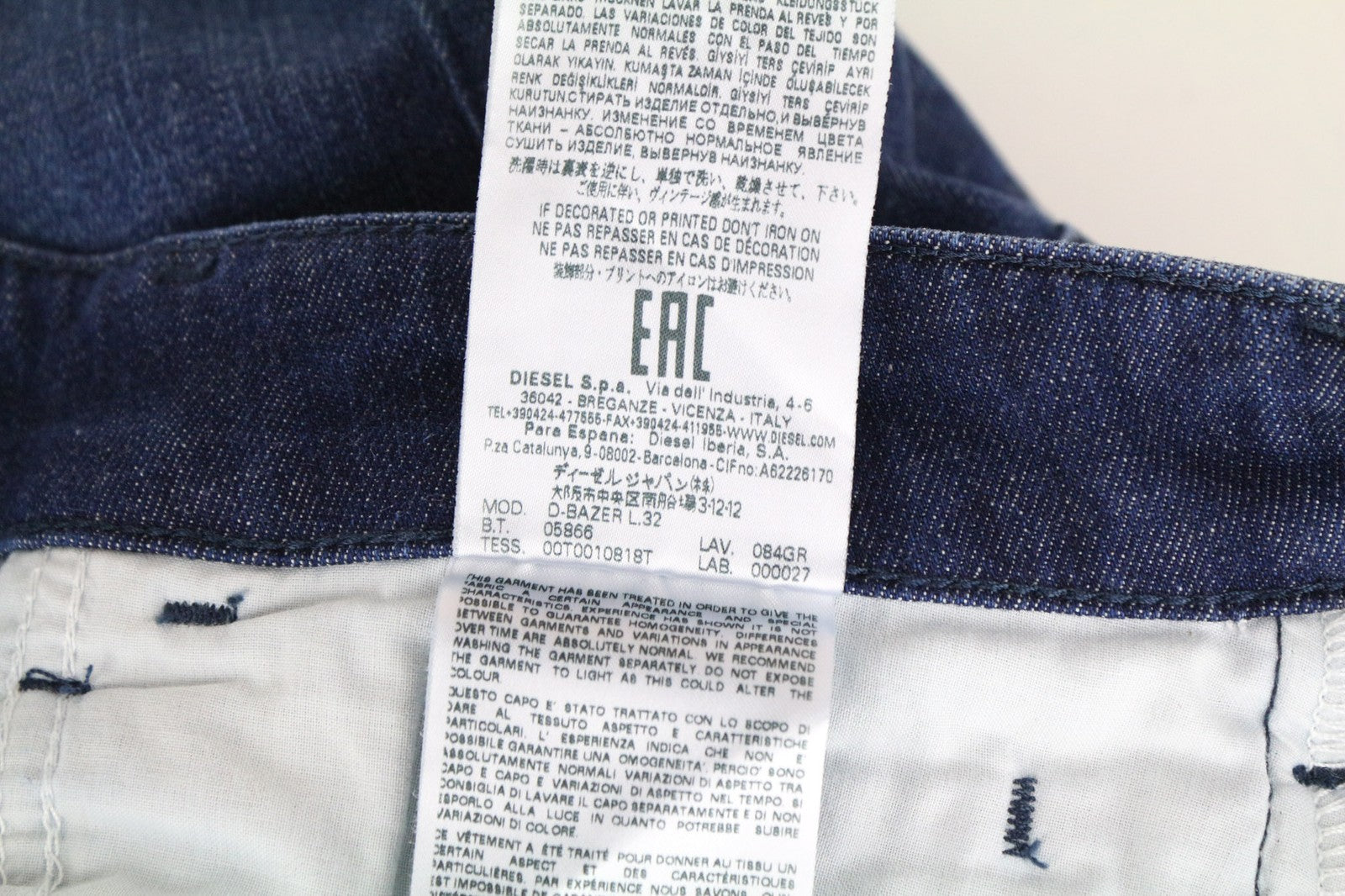 DIESEL D-Bazer 084GR vyriški džinsai W27/L32 berniukams, siaurėjantys, mėlyni, tamprūs medvilniniai džinsai 