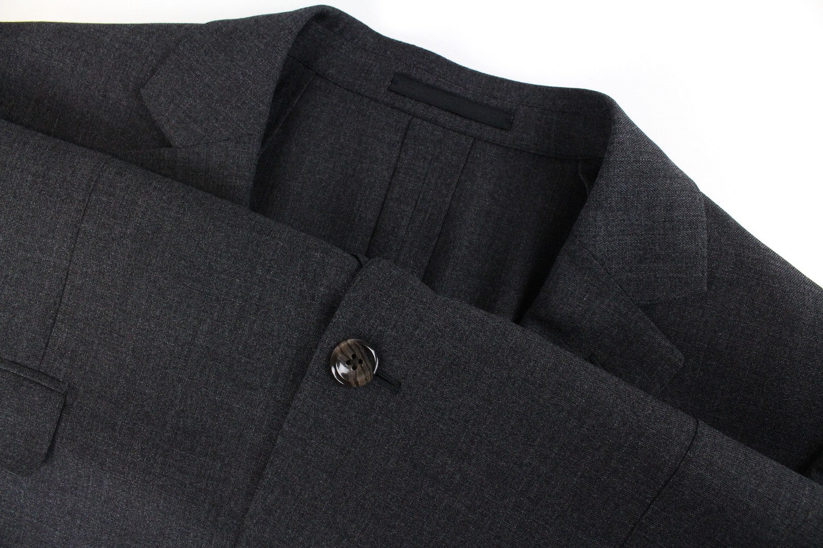 SUITSUPPLY La Spalla vyriškas kostiumas UK44S be pamušalo, vienaeilis, pilkas, 2 dalių vilnonis 