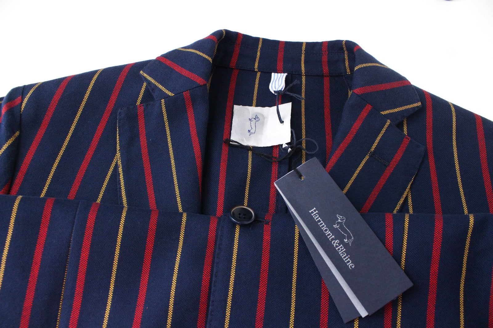 HARMONT &amp; BLAINE vyriškas švarkas 50 tamsiai mėlynas, dryžuotas, vieneilis, grynos medvilnės 