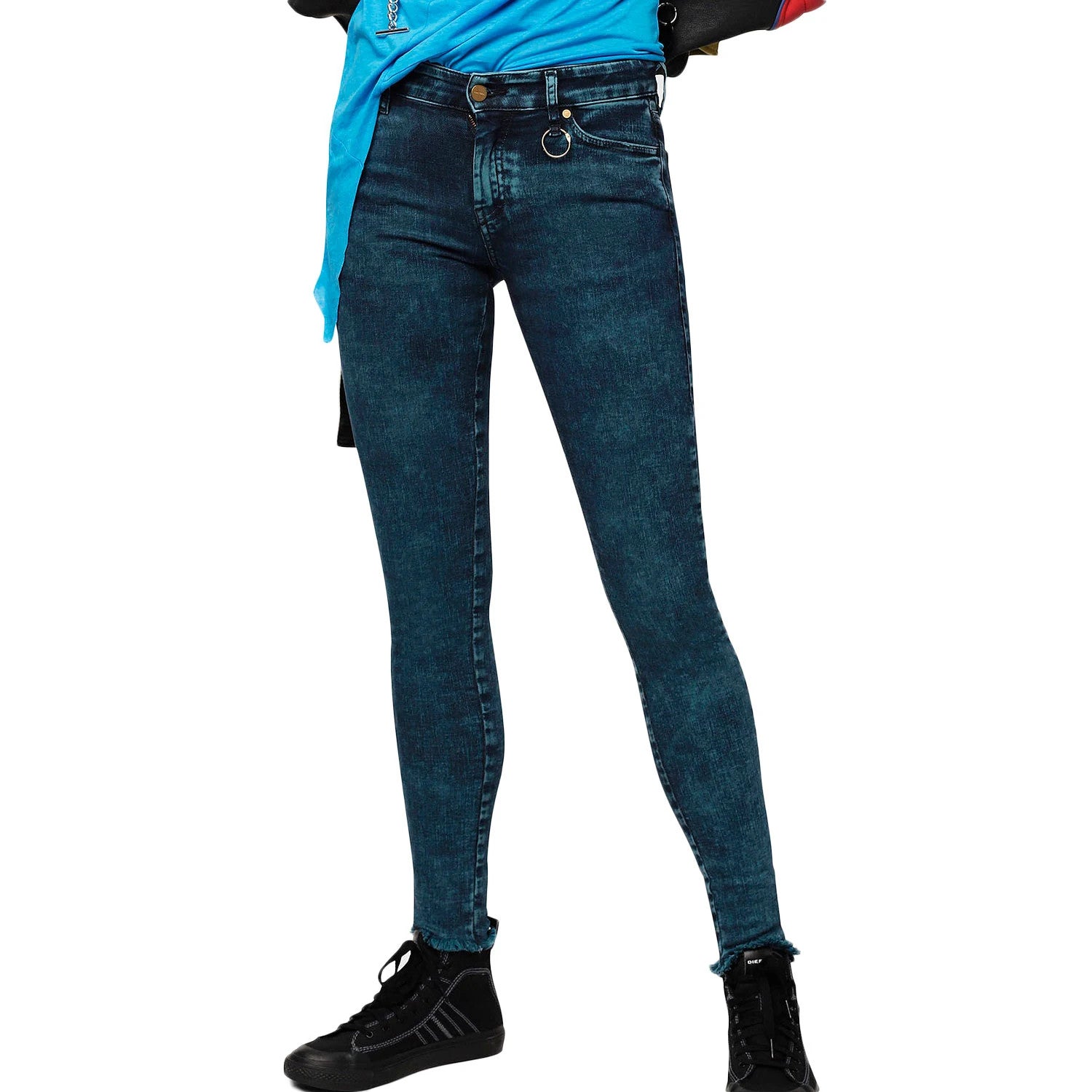 DIESEL Slandy 069DC Women Jeans W26/L34 Super Slim-Skinny Blue Cotton Stretch