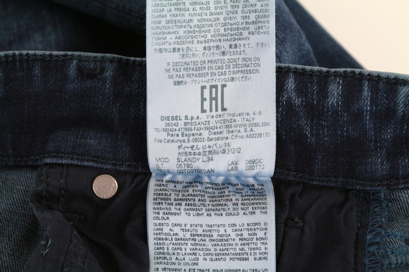 DIESEL Slandy 069DC Women Jeans W26/L34 Super Slim-Skinny Blue Cotton Stretch