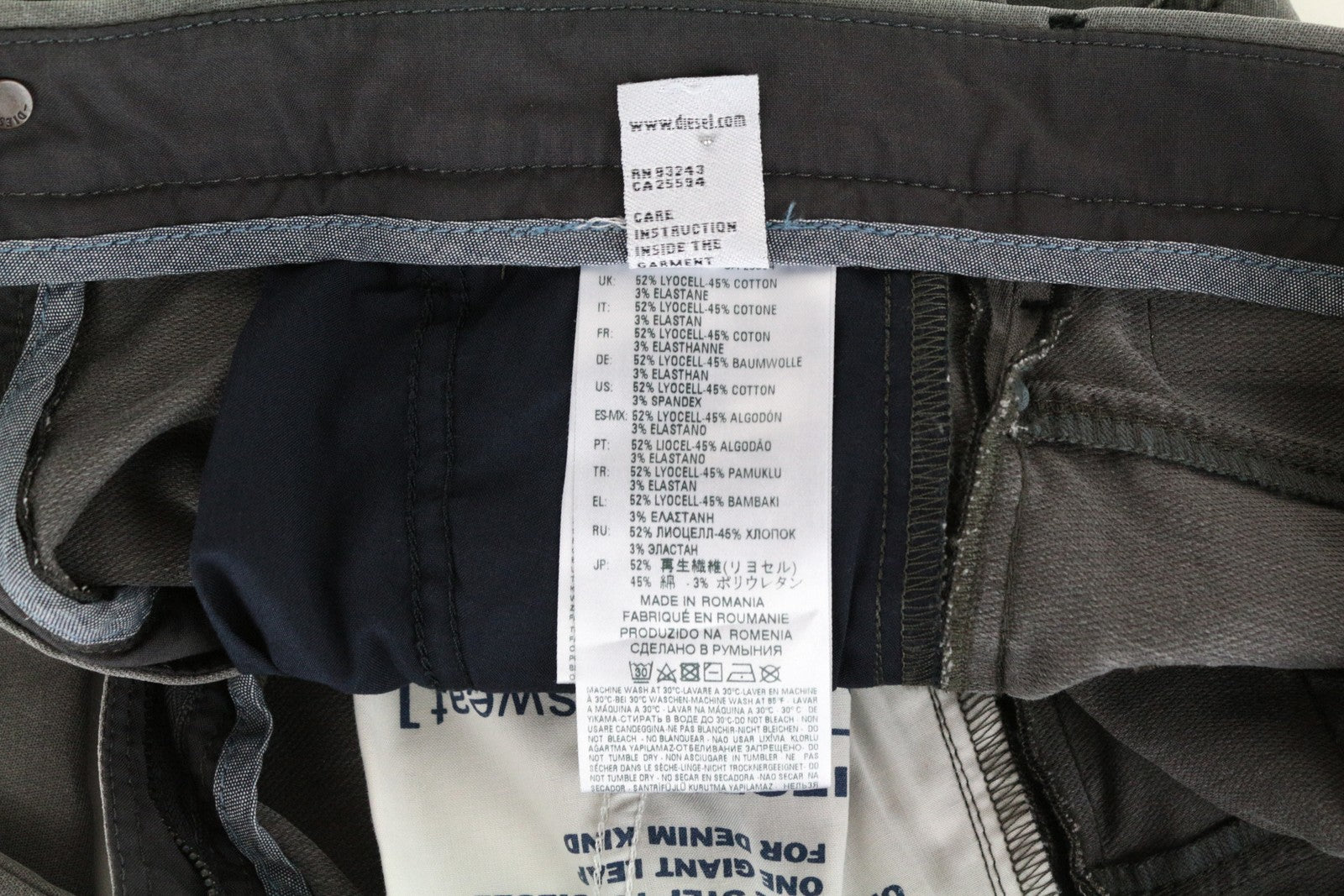 DIESEL Chino-M-NE 0685E vyriški džinsai W26 Sweat Jogg Slim Fit pilki tamprūs berniukams 