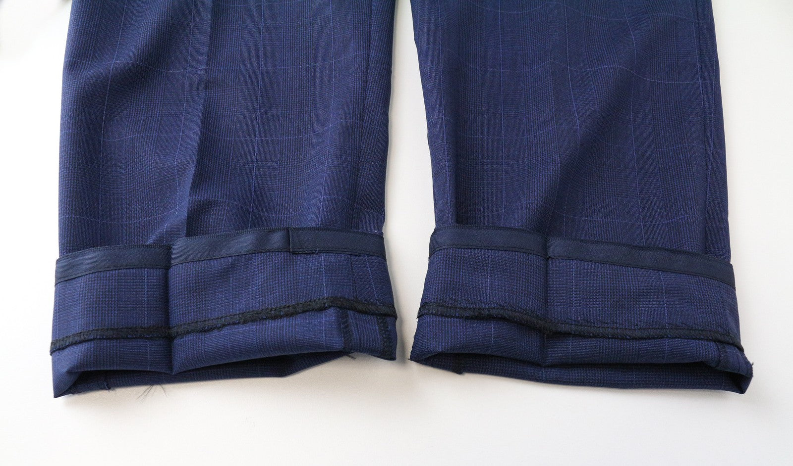 SUITSUPPLY Sienna Men Trousers UK44S Pure Wool Blue Pleated Checked Pattern