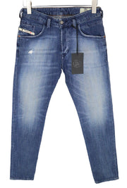 DIESEL D-Bazer 0870H vyriški džinsai W27/L32 berniukams, siaurėjantys, skalbtos mėlynos medvilnės tamprės. 