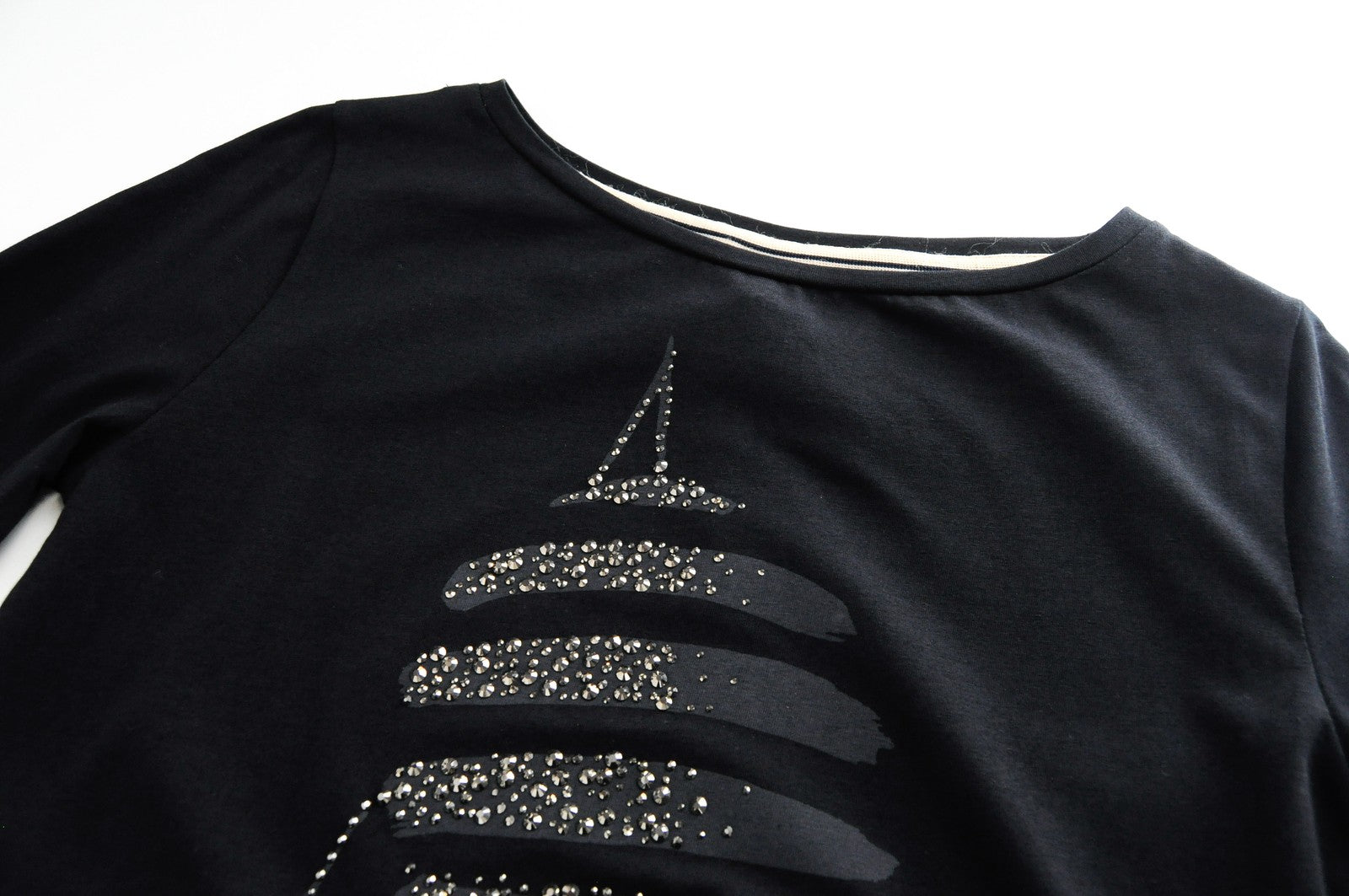 MARINA YACHTING moteriški marškinėliai ilgomis rankovėmis M juodi medvilniniai tamprūs megztiniai su logotipu 