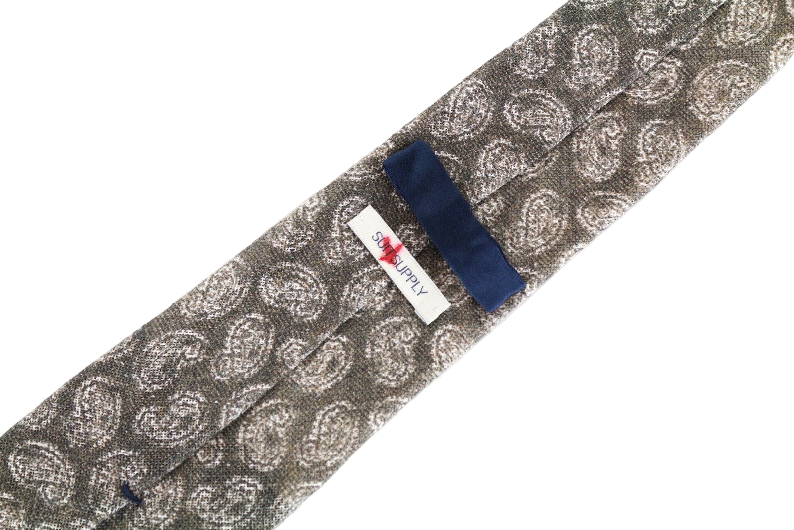 SUITSUPPLY vyriškas kaklaraištis 150 x 8 cm rudas gryno lino raštuotas smailiais galais klasikinis 