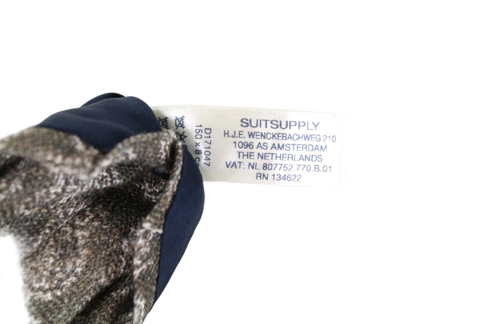 SUITSUPPLY vyriškas kaklaraištis 150 x 8 cm rudas gryno lino raštuotas smailiais galais klasikinis 