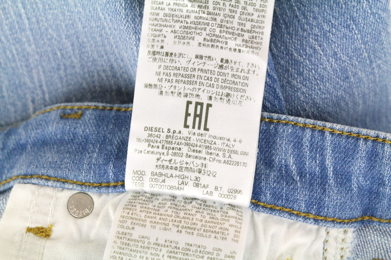 DIESEL Babhila-High 081AF Women Jeans W26/L30 Slim Skinny Blue Cotton Stretch